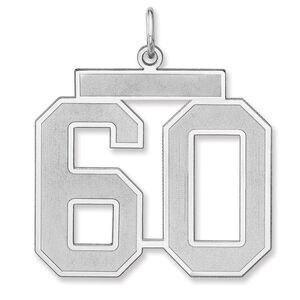 Sterling Silver, Jersey Collection, Extra Large Number 60 Pendant
